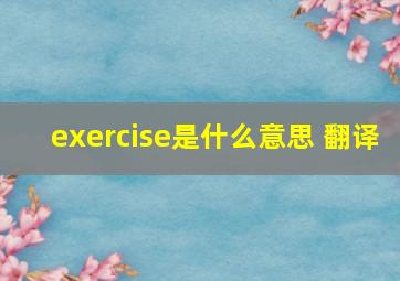 exercise是什么意思 翻译